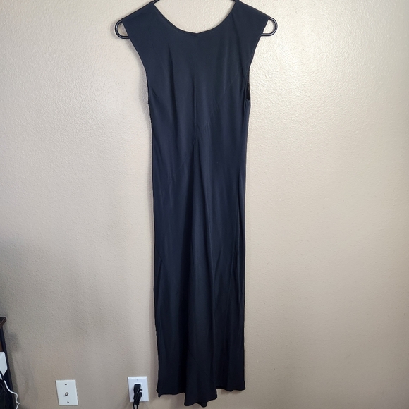 Aritzia Wilfred Womens |0| Black 100% Silk Sleeveless Midi Dress - Picture 4 of 6
